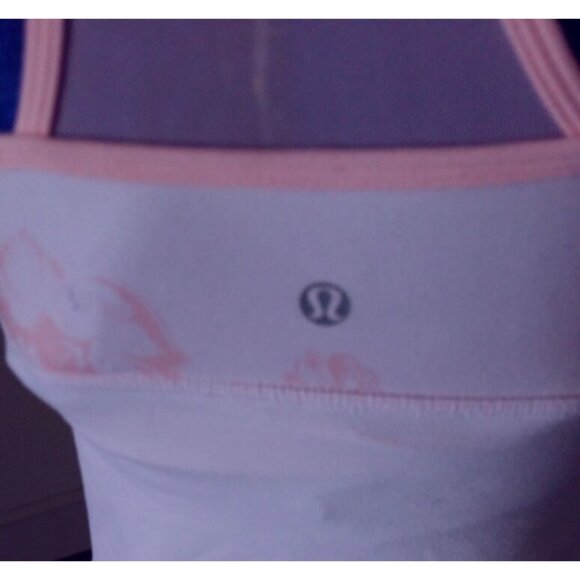 Lululemon DEEP V tank yoga gym light pink floral print mesh tank shirt top 4 - Picture 7 of 9